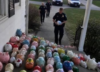 My 6-Year-Old Son Gave All His Savings to Help Our Elderly Neighbor – The Next Morning, Our Yard Was Filled with Piggy Banks, and Patrol Cars Were Everywhere