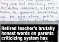 Retired teacher’s honest words to parents go viral