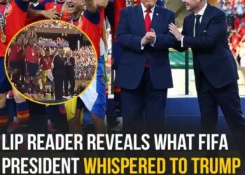 Lip reader reveals what FIFA president whispered to Trump as he refused to leave Spain’s World Cup photo