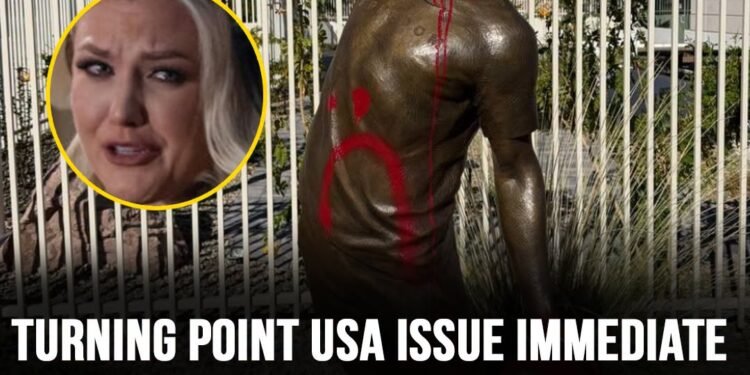 Turning Point USA issue statement as Charlie Kirk statue vandalized days after being erected