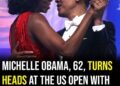 Michelle Obama turns heads at US Open with diamond-covered ears and a ring seen “from miles away”