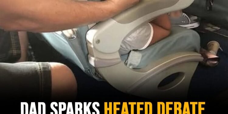 Dad sparks debate holding daughter’s head 45 mins while she slept on flight