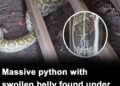 Massive python with swollen belly found under family’s shed — X-ray reveals its last meal