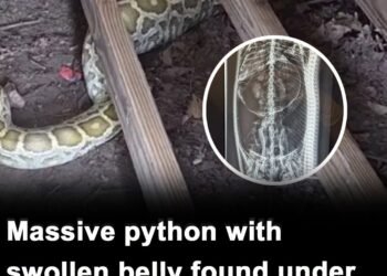 Massive python with swollen belly found under family’s shed — X-ray reveals its last meal