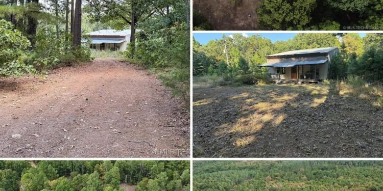 Oklahoma Property Under $100K Offers 20 Acres, a Two-Story Home, and Renovation Potential