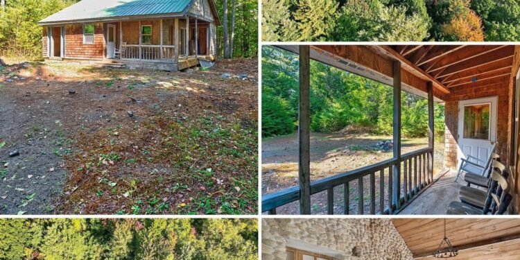 Rustic 616-Sq-Ft Cabin in Fairfield, Maine, Offers 3.7 Wooded Acres for $60,000