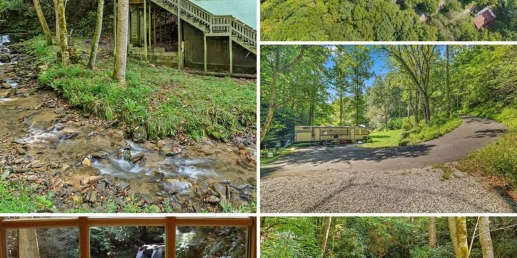 Rustic Mountain Cabin With Private Waterfall and 10 Wooded Acres in North Carolina
